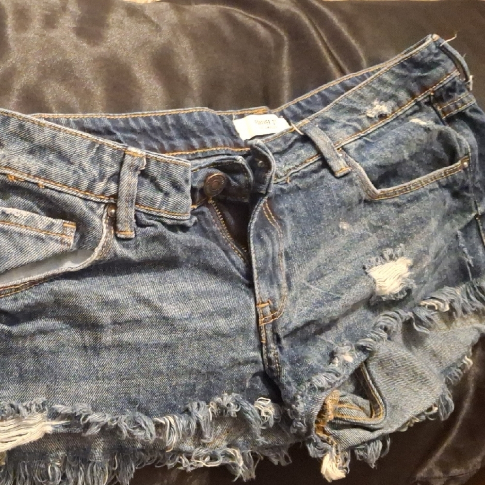 Forever 21 Blue Distressed Denim Shorts